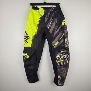 Boys O'Neal Element Ride Pants Youth 26" Black Yellow Neon Motorcycle Hip Incert